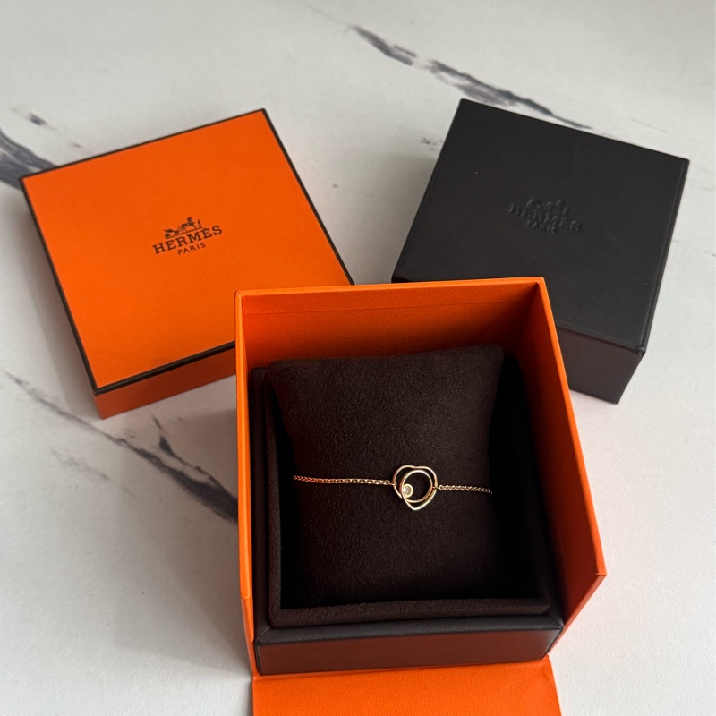 Hermes 18k愛心小鑽手鏈❤️‍🔥❤️‍🔥-0