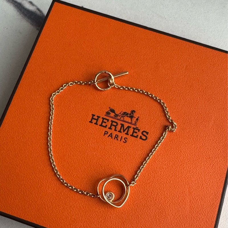 Hermes 18k愛心小鑽手鏈❤️‍🔥❤️‍🔥-2