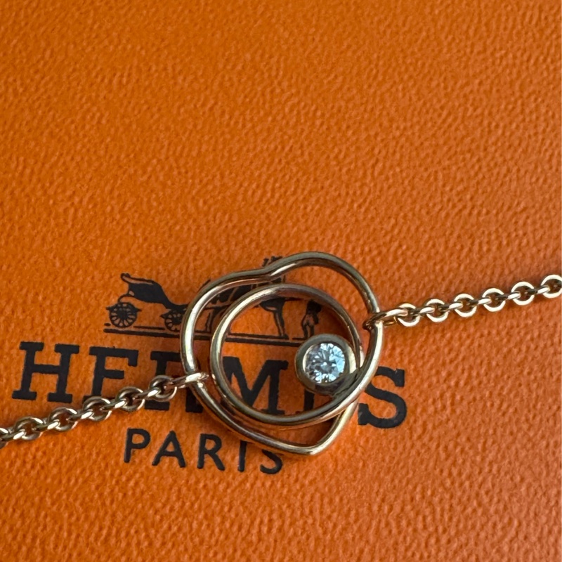 Hermes 18k愛心小鑽手鏈❤️‍🔥❤️‍🔥-4