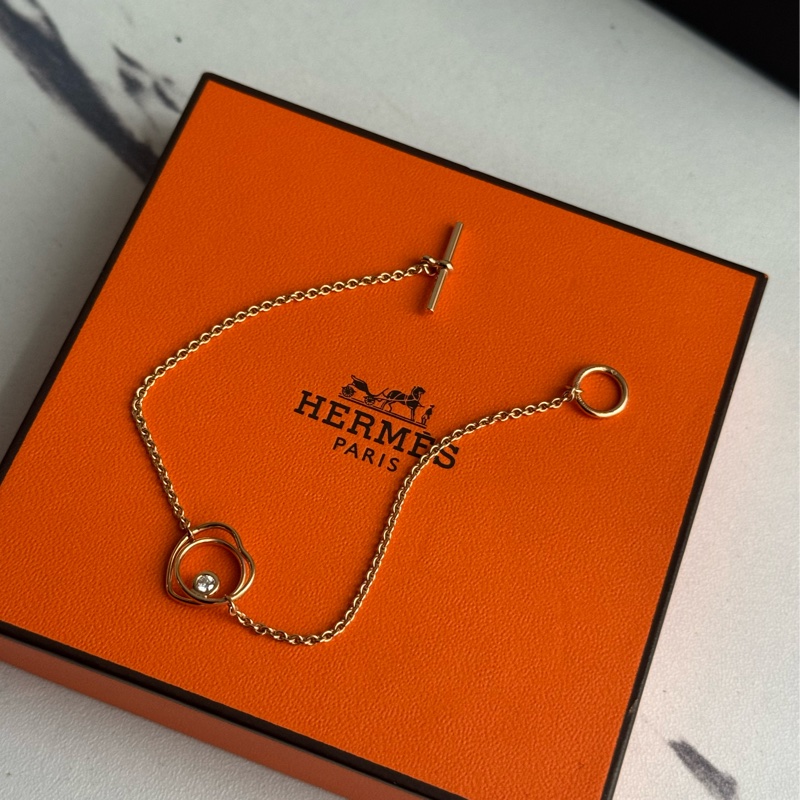 Hermes 18k愛心小鑽手鏈❤️‍🔥❤️‍🔥-6