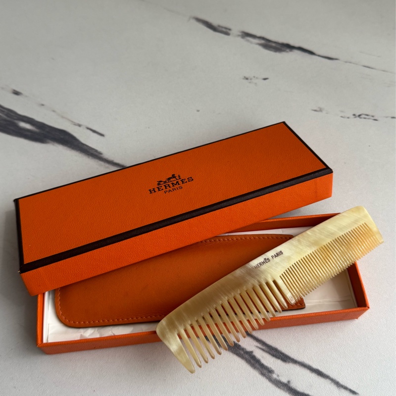 Hermes 琥珀色牛角扁梳子 高級感100-0