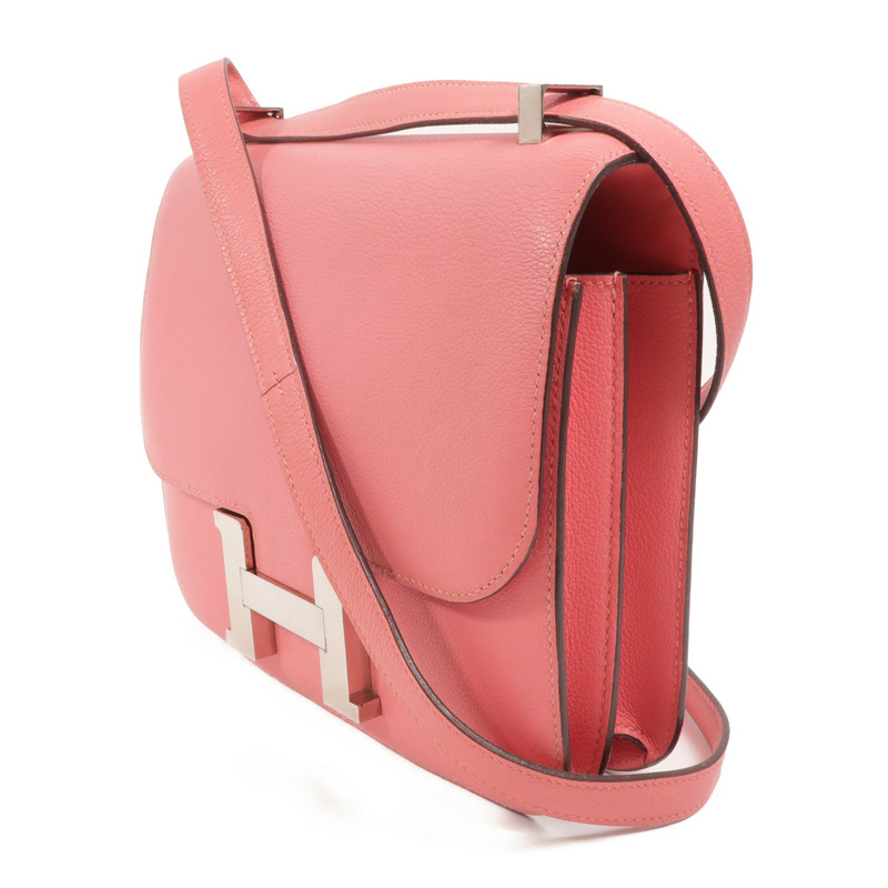 HERMES Evercolor皮革Constance 24肩背袋Rose Azalee-2