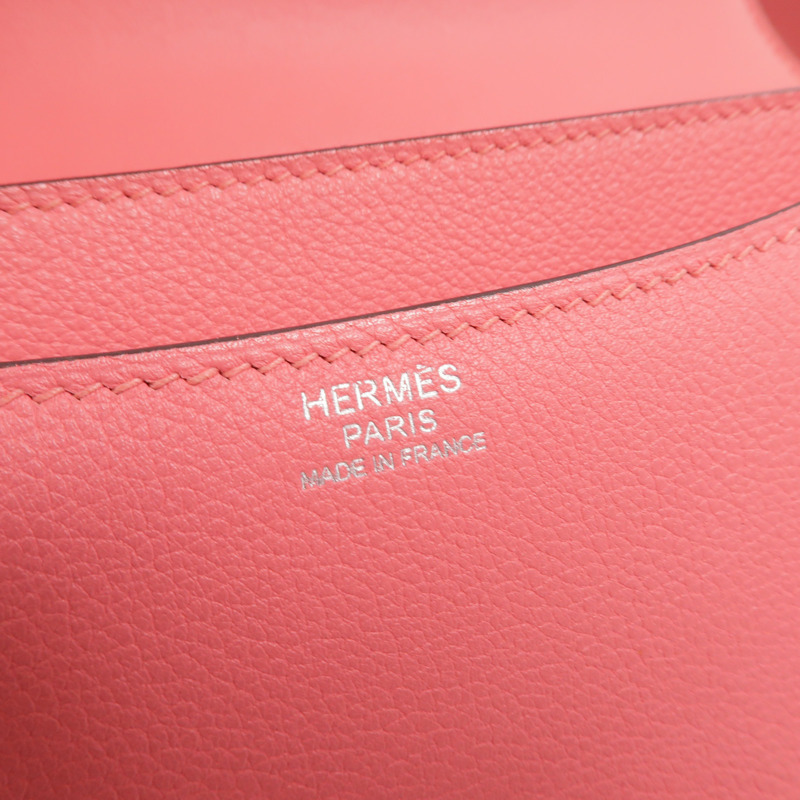 HERMES Evercolor皮革Constance 24肩背袋Rose Azalee-5