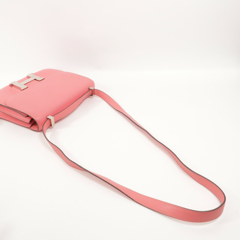 HERMES Evercolor皮革Constance 24肩背袋Rose Azalee-7