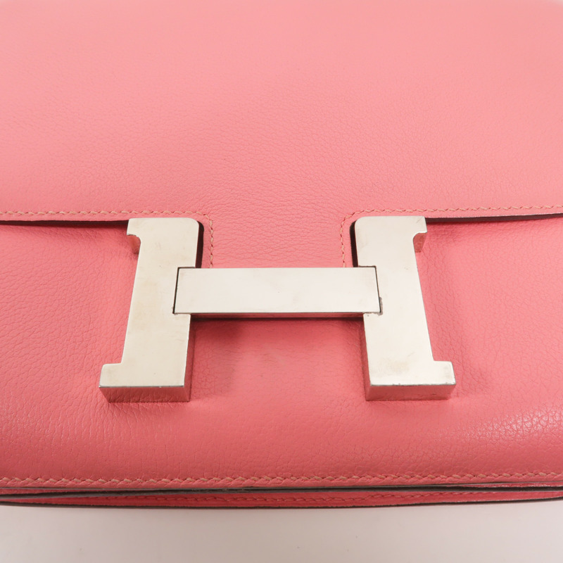 HERMES Evercolor皮革Constance 24肩背袋Rose Azalee-8