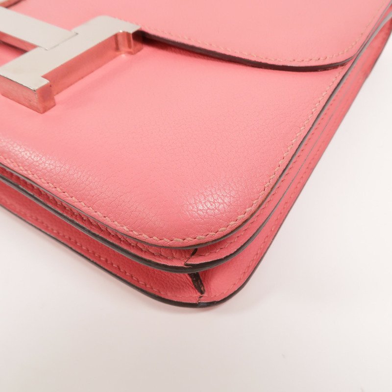 HERMES Evercolor皮革Constance 24肩背袋Rose Azalee-10