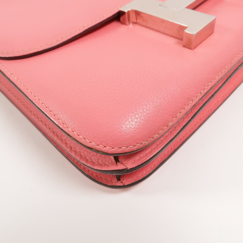 HERMES Evercolor皮革Constance 24肩背袋Rose Azalee-11