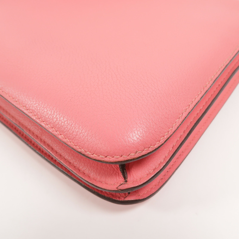 HERMES Evercolor皮革Constance 24肩背袋Rose Azalee-12