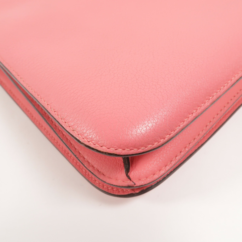 HERMES Evercolor皮革Constance 24肩背袋Rose Azalee-13