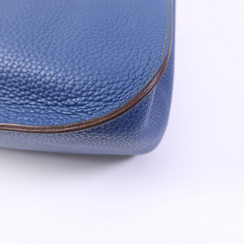 HERMES Clemence皮革Jypsiere 31肩背袋Bleu Thalassa/Vert Olive-11
