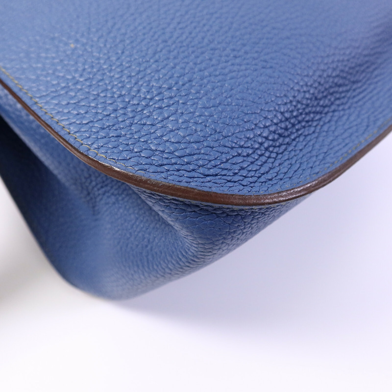 HERMES Clemence皮革Jypsiere 31肩背袋Bleu Thalassa/Vert Olive-12