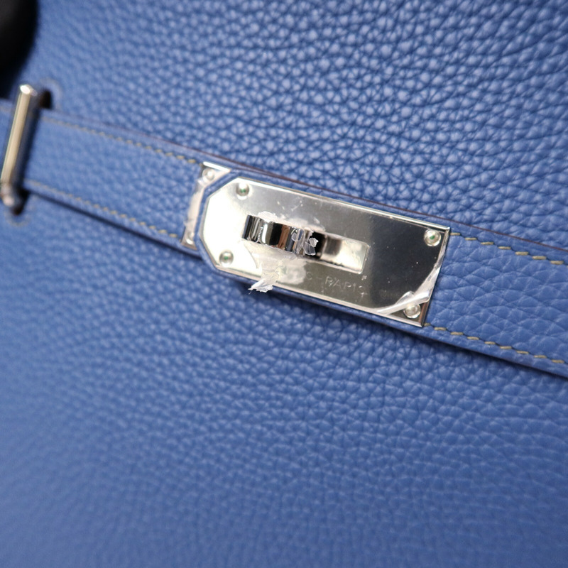 HERMES Clemence皮革Jypsiere 31肩背袋Bleu Thalassa/Vert Olive-13