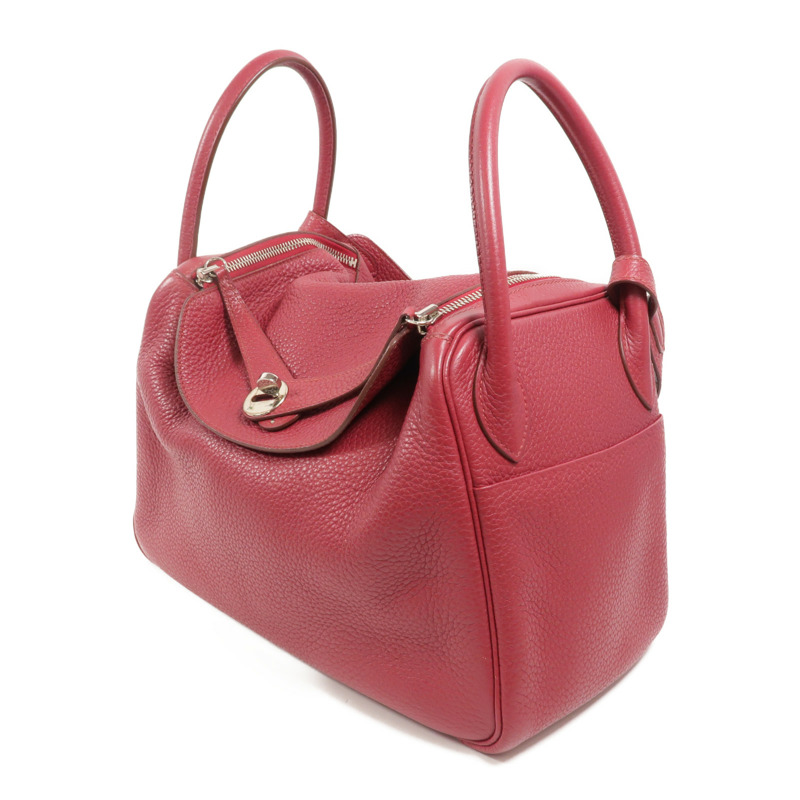 HERMES Clemence皮革Lindy 30手挽肩背兩用袋Ruby-2
