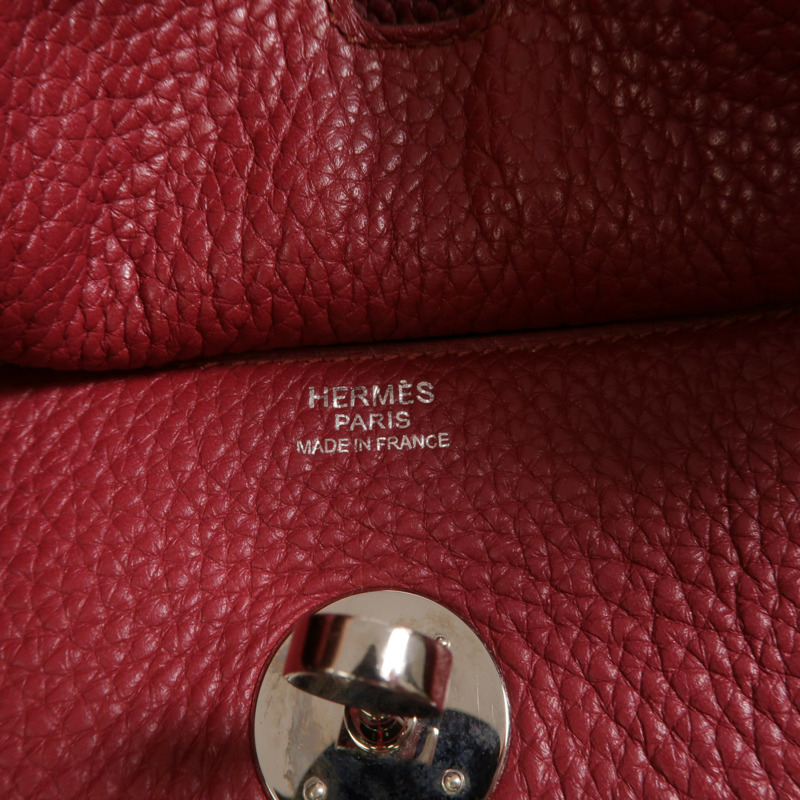 HERMES Clemence皮革Lindy 30手挽肩背兩用袋Ruby-5