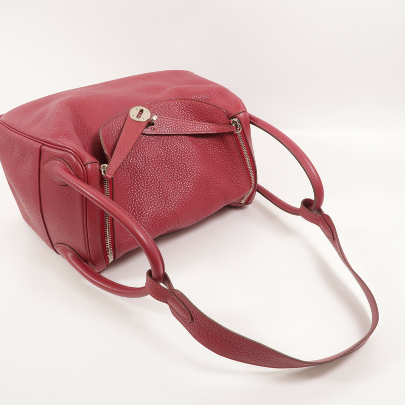 HERMES Clemence皮革Lindy 30手挽肩背兩用袋Ruby-7