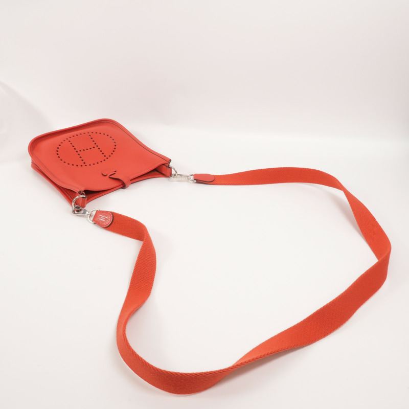 HERMES Clemence皮革Evelyne TPM肩背袋Rouge de Coeur-7
