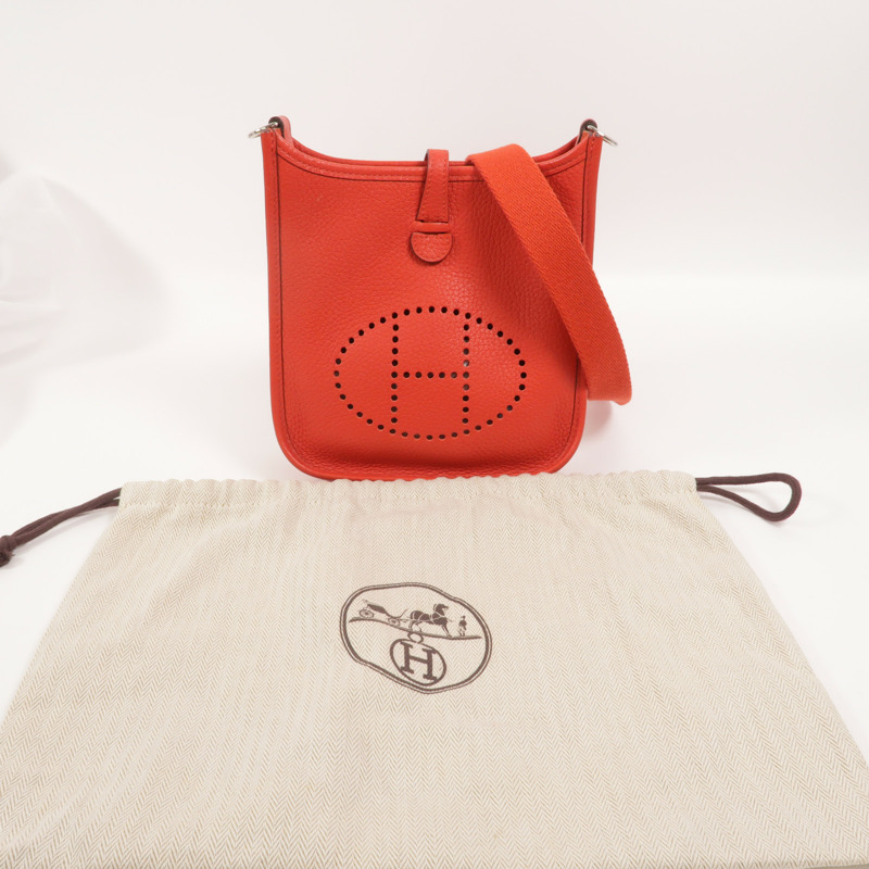 HERMES Clemence皮革Evelyne TPM肩背袋Rouge de Coeur-9
