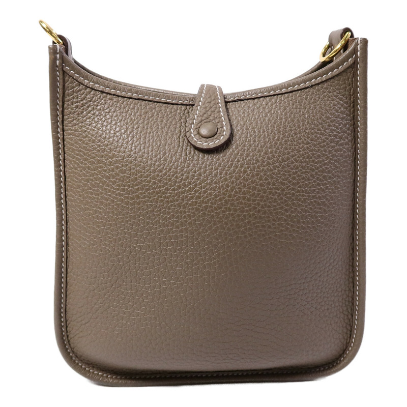 HERMES Clemence皮革Evelyne TPM肩背袋Etoupe/Blue Indigo-1
