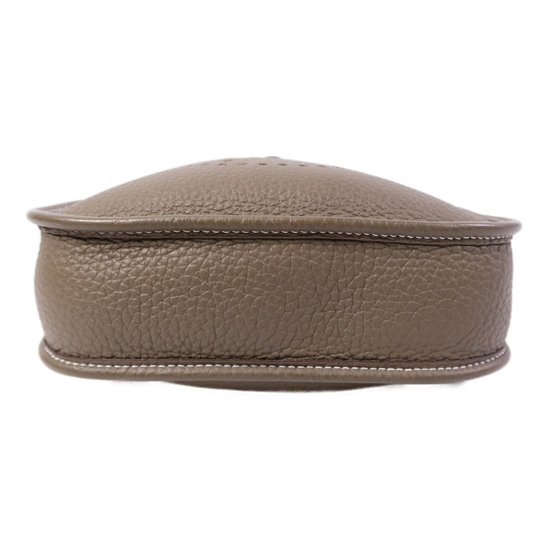 HERMES Clemence皮革Evelyne TPM肩背袋Etoupe/Blue Indigo-3