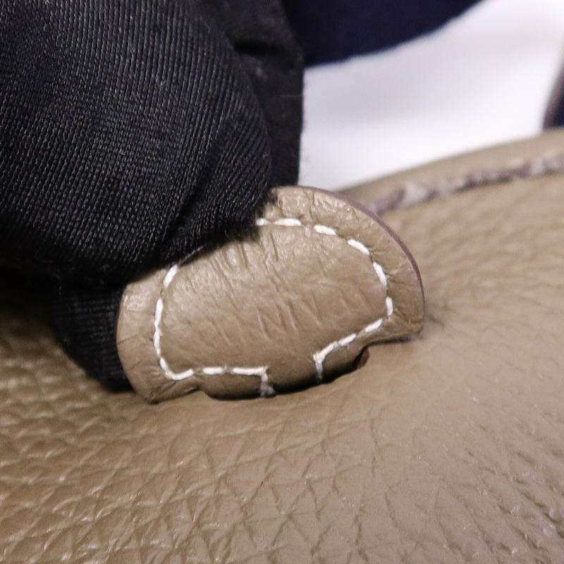 HERMES Clemence皮革Evelyne TPM肩背袋Etoupe/Blue Indigo-7