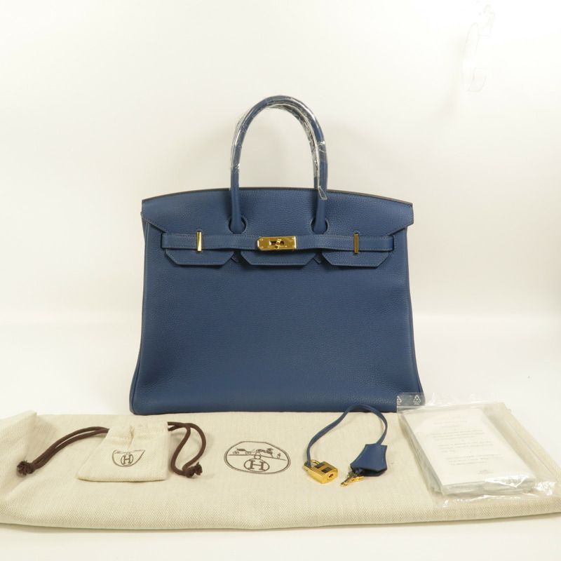 HERMES Togo皮革Birkin 35手挽袋Deep Blue-8