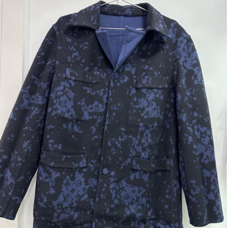 Louis Vuitton LV 紮染滿印老花雙面男羊絨大衣 46碼-5