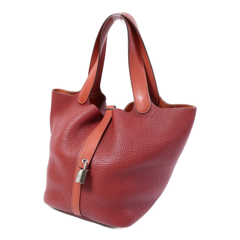 HERMES Clemence皮革Picotin MM手挽袋Rouge-2