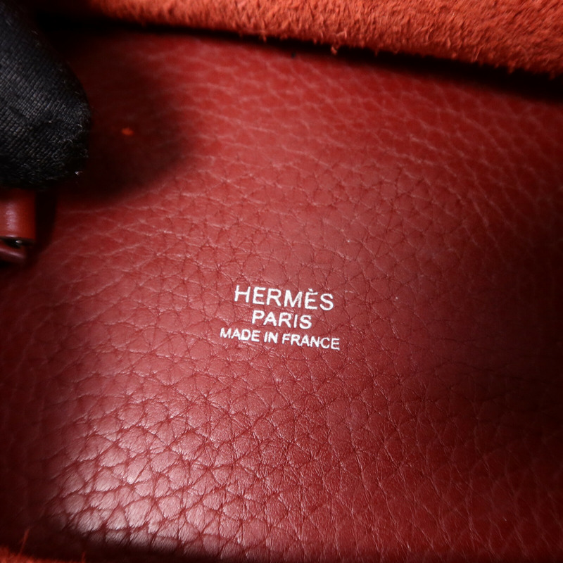 HERMES Clemence皮革Picotin MM手挽袋Rouge-5