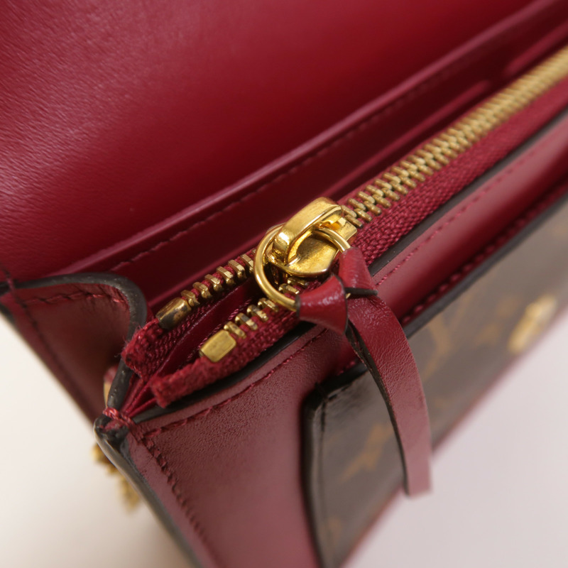 LOUIS VUITTON Monogram Portefeuille Flore鏈帶肩背袋-16