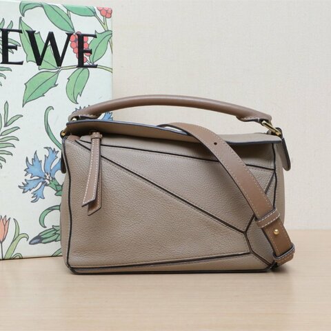 LOEWE Puzzle24幾何包小號大象灰牛皮肩背包