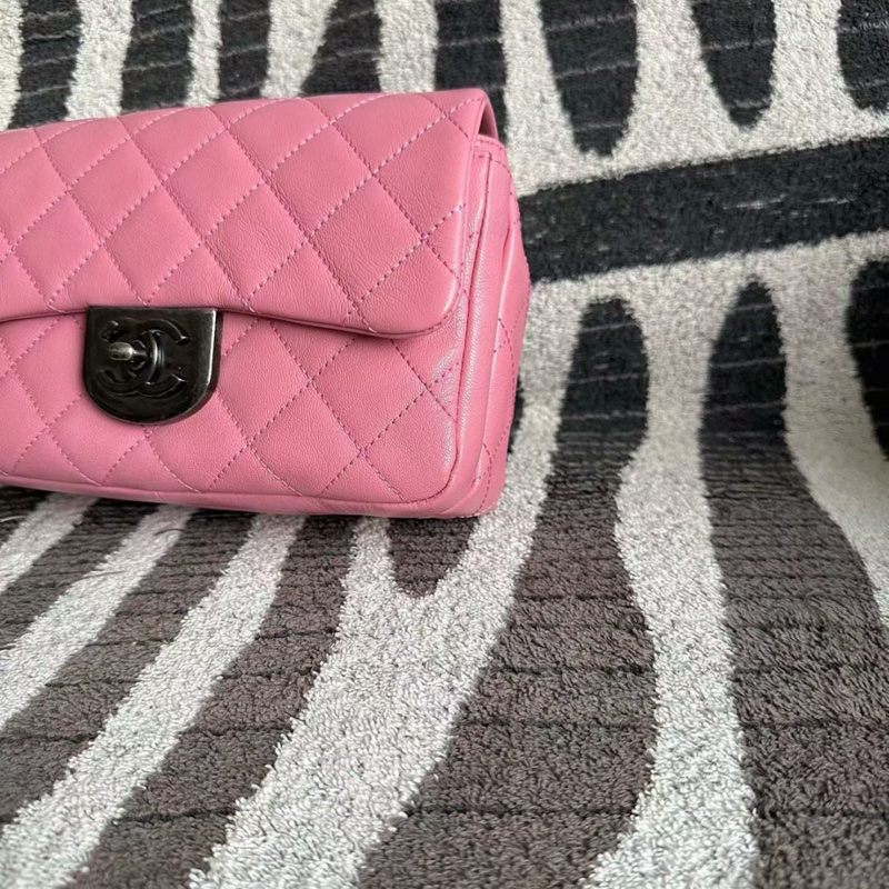 Chanel • Cf 限量款櫻花粉鎖頭鏈條流浪包 3Way 附購證-7