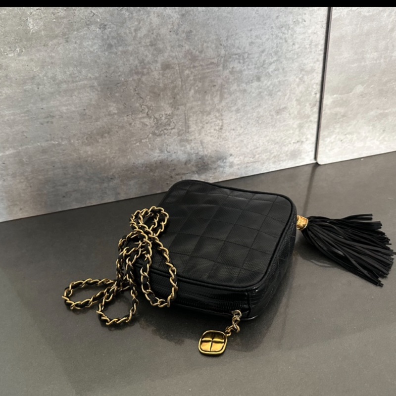 Chanel • 絕版款黑金蜥蜴皮四葉草流蘇鏈條包 全網唯一☝🏻-7