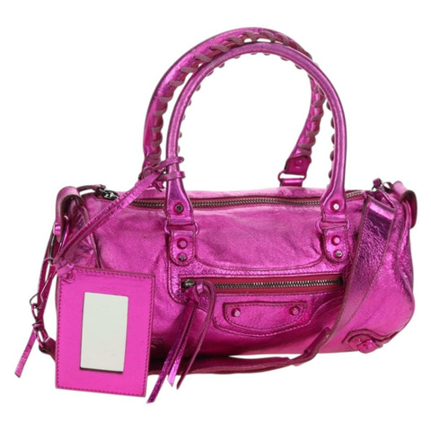 BALENCIAGA 迷你 Twiggy 手提包 皮革 兩用 粉紅色 138223 正品 177133V