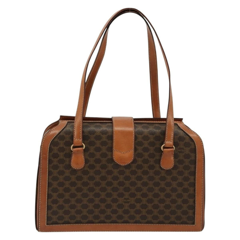 【日本直送】CELINE Macadam帆布手提包 PVC皮革 棕色 金色 正品 178576A-1