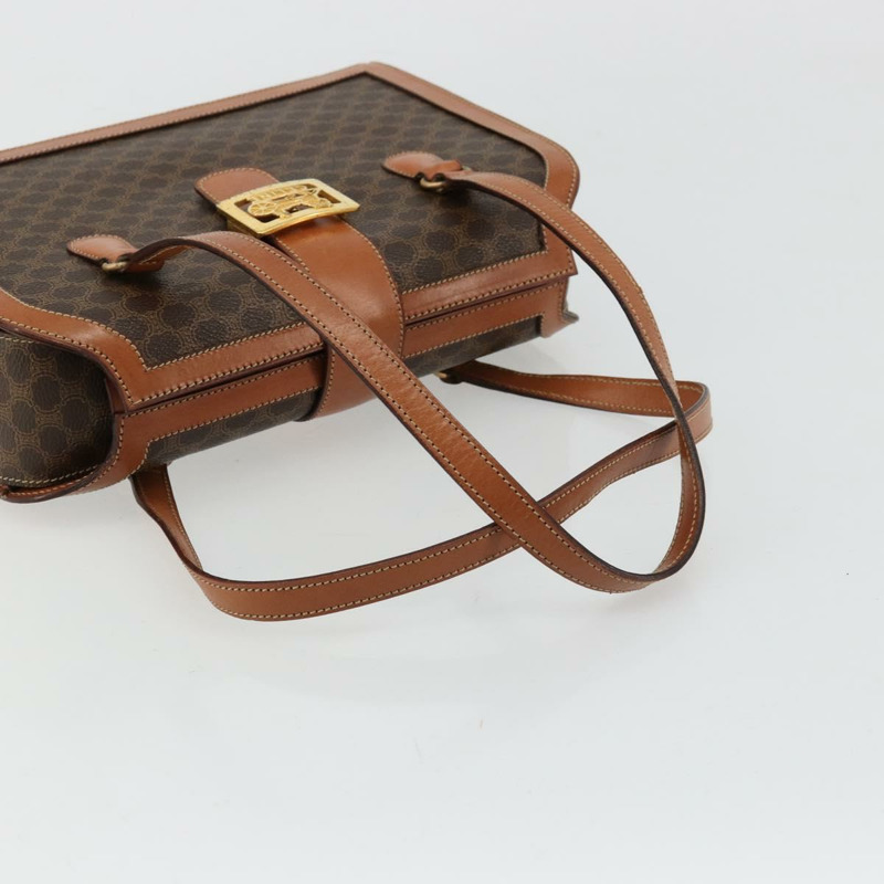 【日本直送】CELINE Macadam帆布手提包 PVC皮革 棕色 金色 正品 178576A-6