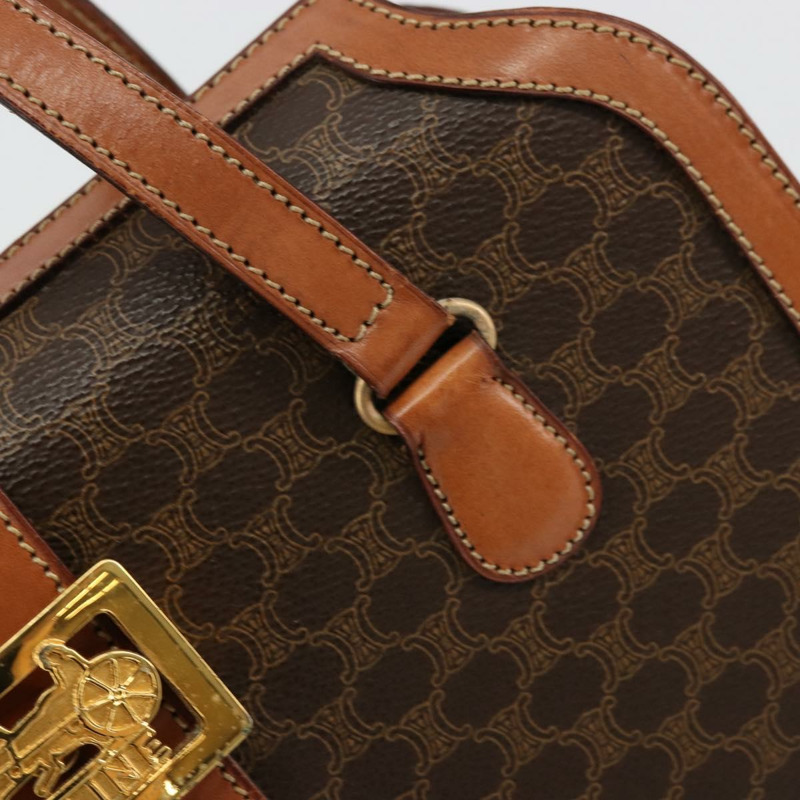 【日本直送】CELINE Macadam帆布手提包 PVC皮革 棕色 金色 正品 178576A-16