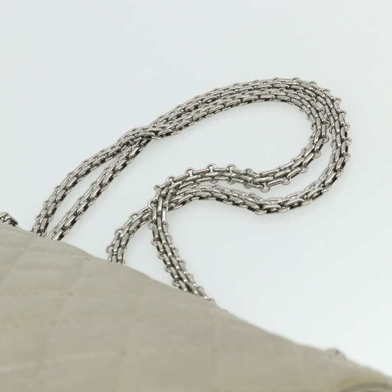 【日本直送】香奈兒 Chain Matelasse 2.55 肩背包 羊皮 銀色 CC Auth ka4200V-13