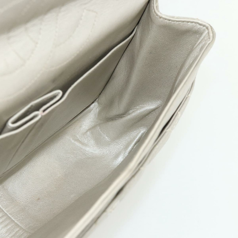 【日本直送】香奈兒 Chain Matelasse 2.55 肩背包 羊皮 銀色 CC Auth ka4200V-19
