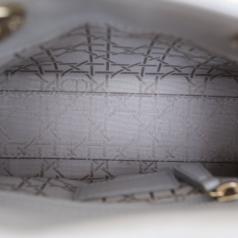 DIOR Lady戴妃包三格灰色羊皮淺金扣2020肩背包-3