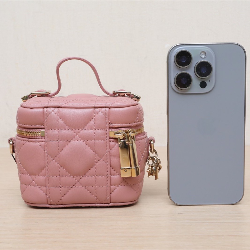 DIOR 戴妃Vanity化妝包超迷你粉色淺金扣2021-2