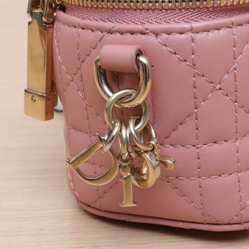 DIOR 戴妃Vanity化妝包超迷你粉色淺金扣2021-4