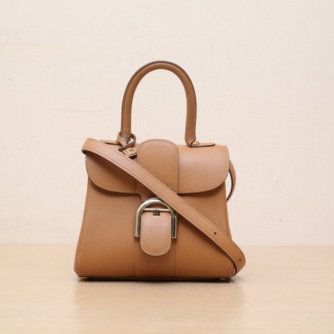 DELVAUX BrillantMini20金棕色牛皮金扣