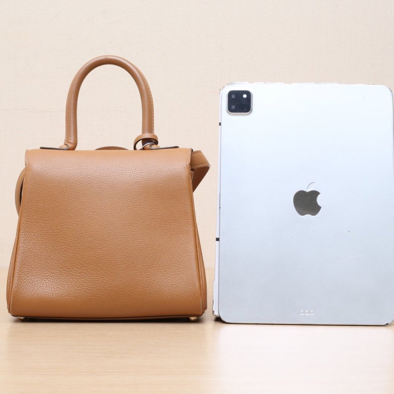 DELVAUX BrillantMini20金棕色牛皮金扣-2