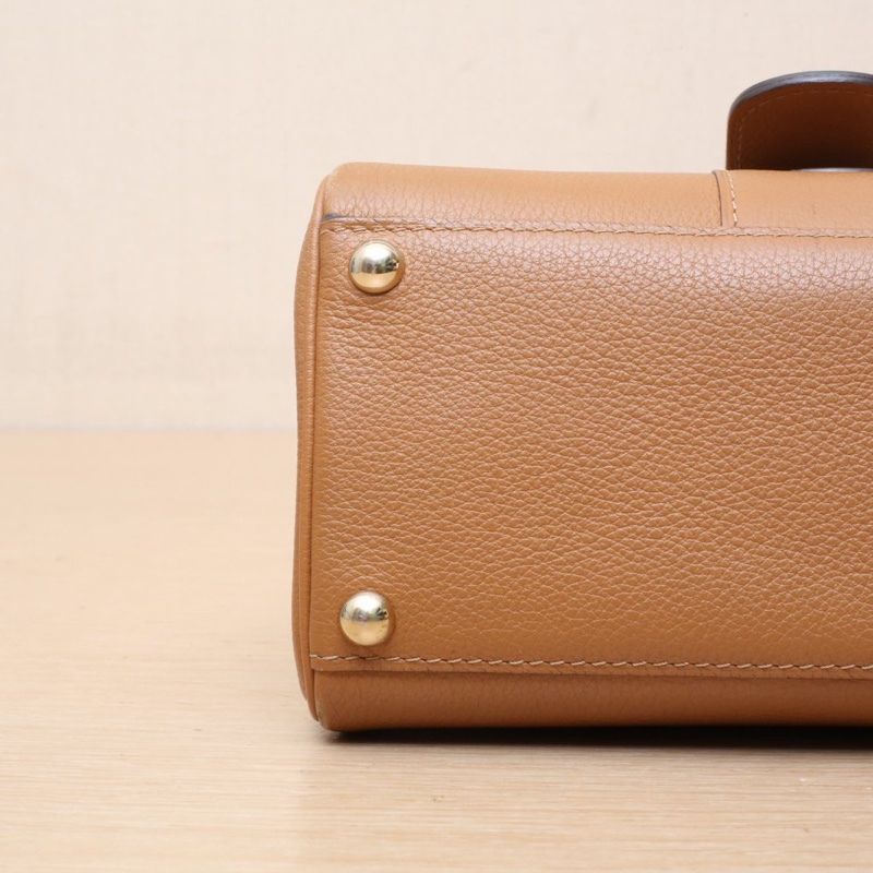 DELVAUX BrillantMini20金棕色牛皮金扣-3