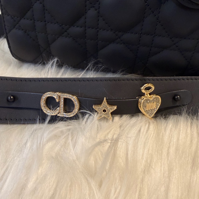 Dior lady Dior 霧面黑牛皮霧黑釦小號斜背包-31