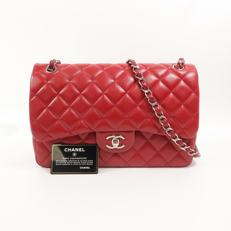 CHANEL 牛皮皮革Large Classic鏈帶肩背袋-11