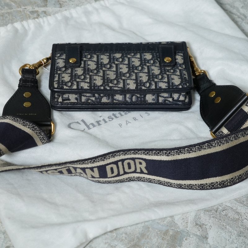 【美收精品】DIOR Oblique 老花緹花 CD Logo 翻蓋迷你肩背包 5-357-2