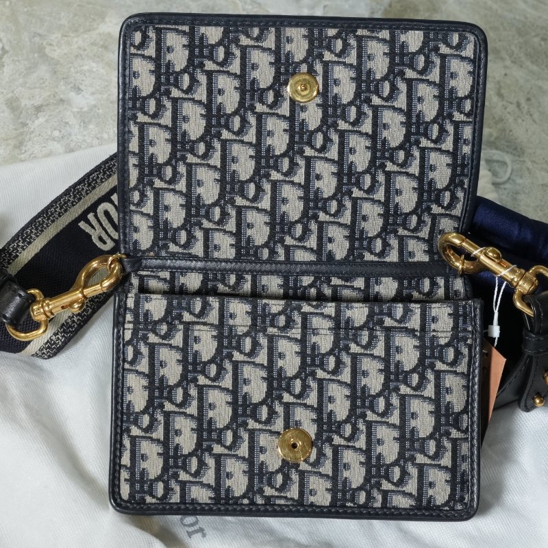 【美收精品】DIOR Oblique 老花緹花 CD Logo 翻蓋迷你肩背包 5-357-15