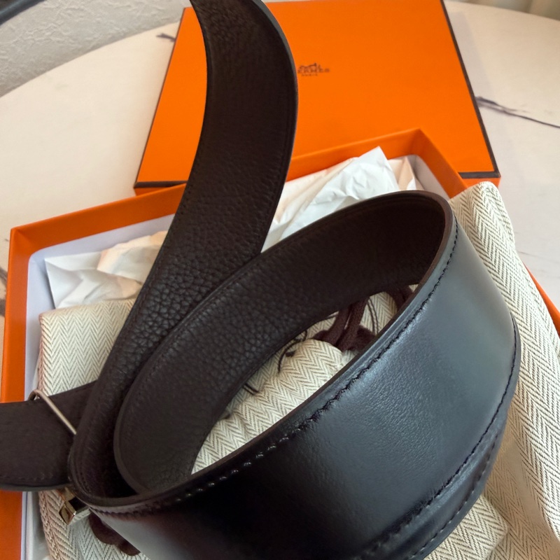 Hermes 黑銀H 90cm皮帶-2