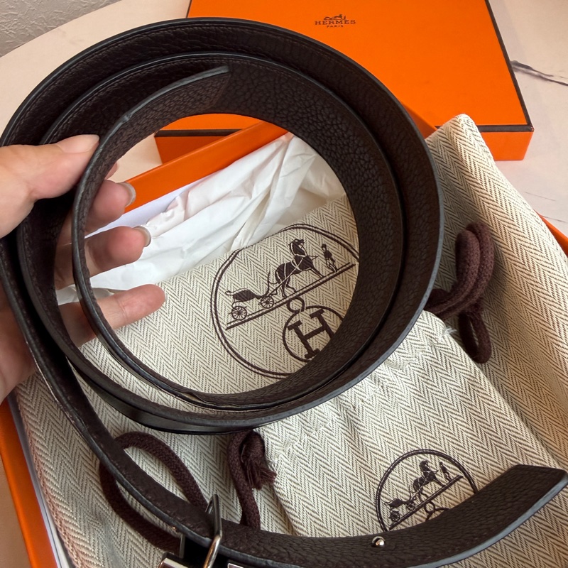Hermes 黑銀H 90cm皮帶-6